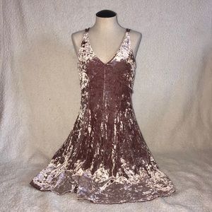 American Eagle Purple Crushed Velvet Skater Dress